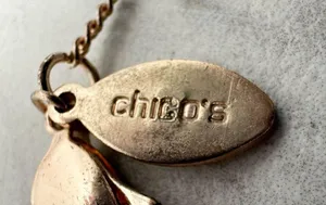 Chico's Rose Gold Tone Chain Link Rhinestone Pendant Necklace ✨ thumbnail 9