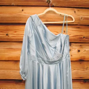 NWT Mac Duggal 49141 French Blue One Shoulder Flowy Gown Dress Size 6 thumbnail 10