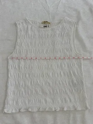 Madewell White Smocked Cotton Linen Sleeveless Top Size M NWT thumbnail 7