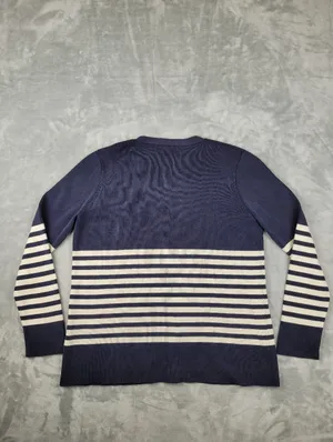 Lauren Ralph Lauren Navy Striped Silk Blend Cardigan Gold Button Petite S thumbnail 9
