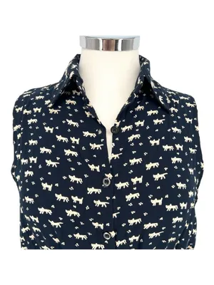Favolook Cat Print Sleeveless Collared Shirt Dress Black Size Medium Mod Preppy thumbnail 3