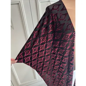 ASTR Velvet Burnout Fringe Cardigan Kimono Western Aztec Burgundy Black Gypsy thumbnail 2