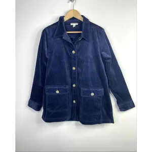 Appleseeds Wide Wale Corduroy Shacket Barn Coat Chore Jacket Stretch Navy Blue M thumbnail 2