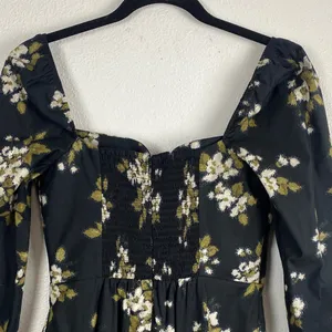 Reformation Floral Sweetheart Neck Midi Dress Long Sleeve Side Slit Size 6 . thumbnail 9