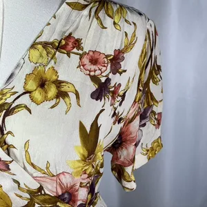 Anthropologie Tiny Floral Wrap Maxi Dress Ivory Multi Color‎ Womens Medium Boho thumbnail 3