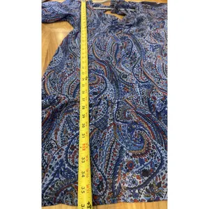 Kojooin Puff Sleeve Tie Back Ruffled Dress Navy Paisley Women’s XL NWT thumbnail 10