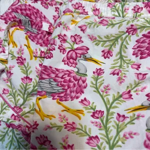 Printfresh Queen Lotus in Pink Cloud Pajama Shorts Size XS Bird Floral thumbnail 3