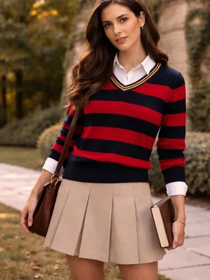 Brooks Brothers Y2K Womens Sweater Sz L Preppy Varsity Americana Stripe Academia thumbnail 1