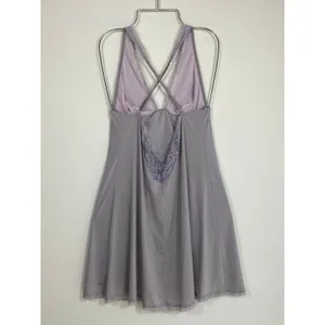 Lingerie Victoria’s Secret Gray Lavender Lace Babydoll Chemise Nightgown S thumbnail 2