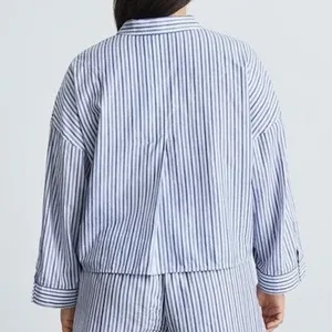 New Everlane 100% Cotton The Woven PJ Button Down Top Blue Stripe Size XL thumbnail 2