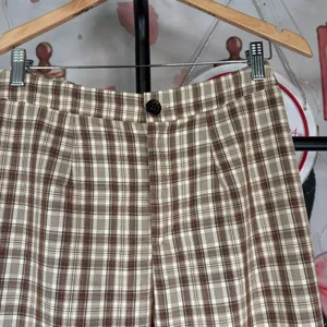 SHEIN Beige Plaid Wide-Leg Pants Sz M thumbnail 2