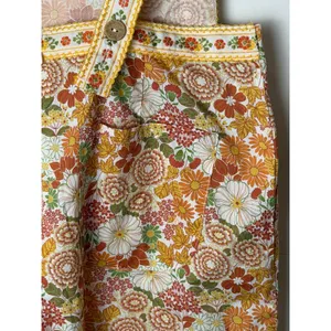 So Me Floral Romper Women Medium Orange Yellow Retro 70s Cotton Boho Cottagecore thumbnail 9