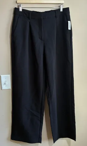 Old Navy Taylor Wide Leg Trouser L Black Women Extra High Rise Pleated thumbnail 1