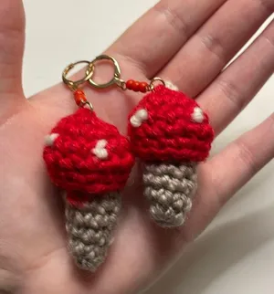 Urban Outfitters Crochet Mushroom 🍄 Dangle Earrings thumbnail 2
