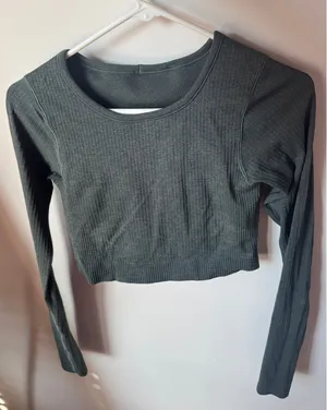 Lululemon Ebb to Street Cropped Long Sleeve Dark Green thumbnail 1