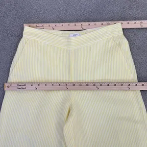 Loft Striped Linen Blend Wide Leg Crop Pants‎ Yellow White Small Lined Preppy thumbnail 13