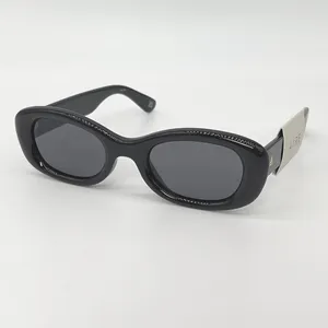 AIRE Calisto Sunglasses OS Black Oval Retro Y2K Minimalist Edgy Cyber Mob Wife‎ thumbnail 2