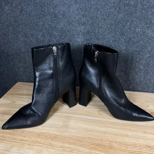 Marc Fisher Womens Black Leather Pointed Toe Block Heel Ankle Boots Size 8.5M thumbnail 7