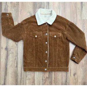 PacSun Brown Corduroy Sherpa Jacket XS Unisex Button‎ Front Cozy thumbnail 2