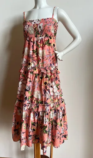 INC Floral Smocked Sundress - Peach Pink thumbnail 1