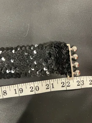 Black sequin belt with silver buckle thumbnail 2