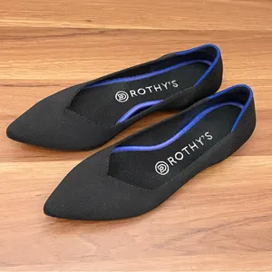 ROTHY’S The Point in Solid Black Ballet Flat Shoes Sustainable Knit Flats Size 8 thumbnail 1
