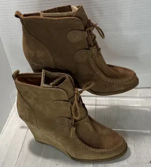 Lucky Brand Brown Suede Wedge Boots thumbnail 1