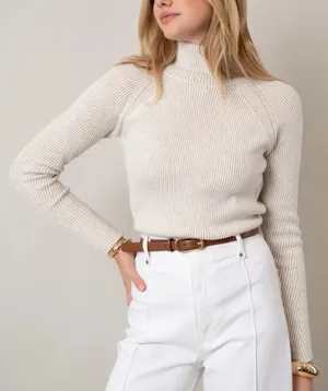 Cyrus Womens Roll Neck Sweater Small Beige Old Money Quiet Luxury Soft Neutral thumbnail 1