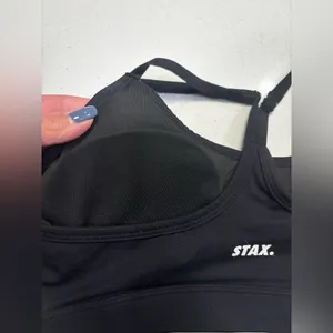 STAX. Black Strappy Crop‎ Sports Bra Size Small Padded Adjustable Straps thumbnail 4