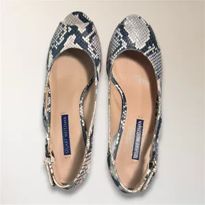 Stuart Weitzman 7.5 Snake Print Embossed Cork‎ Wedge Slingback Peep Toe Sandals thumbnail 6