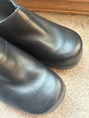 Eastland Black Leather Wedge Clogs 7.5M Dark Academia Chunky Slip On thumbnail 3