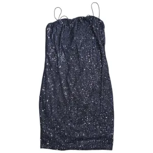 Misty Rose Sequin Mini Dress Womens Navy Blue Open Back Lace Up Sparkly Glam thumbnail 3