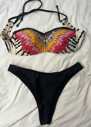 Trina Turk Pink and Orange Winged Bikini Set thumbnail 1