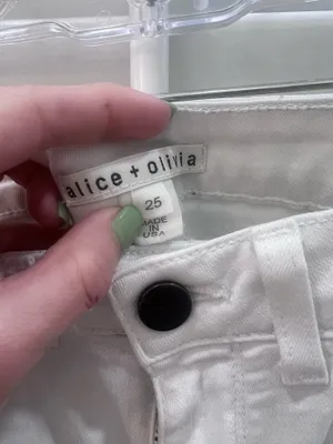 Alice + Olivia Distressed White Skinny Jeans thumbnail 3