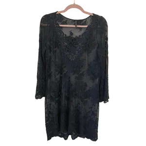 XCVI Sheer Mesh Lace Tunic Top‎ Dress XS Bell Sleeves Dark Romantic Whimsigoth thumbnail 5