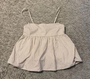 Derek Heart Tan and White Striped Top Medium thumbnail 1