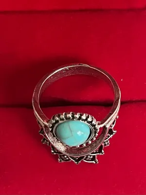 Turquoise Gemstone Silver Filigree Women’s Ring - Turquoise Size 8 thumbnail 3