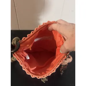Vintage Cappelli Studio Inc Coral Crochet Macrame Shoulder Bag Beaded Boho Purse thumbnail 7