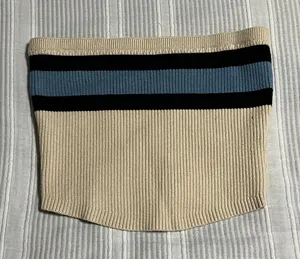 Edikted Ribbed Knit Tube Top in Blue and Black thumbnail 1