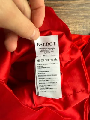 Women’s Bardot Red Bow Off The Shoulder Mini Dress in Fire Red - Size XS thumbnail 4