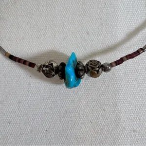 Vintage Silver Tone Southwestern Style Beaded Necklace Turquoise Beads thumbnail 6