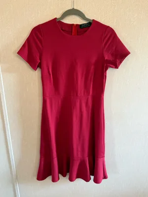 Brigitte Brianna SexyModest Red Ruffle Hem Fit & Flare Dress Size Small thumbnail 1