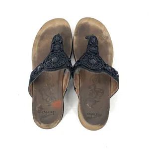 Dansko Pamela Sandals Womens 40 US 9.5 10 Black Leather Beaded Comfort Thong thumbnail 3