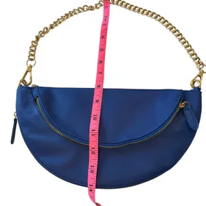 Chico's Royal‎ Blue Half Moon Bag Gold Chain Strap Trendy Shoulder Bag Purse thumbnail 3