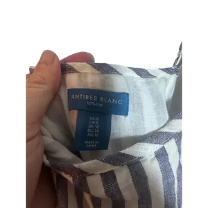 Antibes‎ Blanc Blue White Striped 100% Linen Midi Dress Womens Size 6 V-Neck thumbnail 7