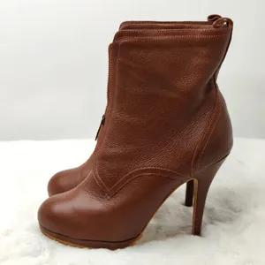 Vintage Y2K Leather heeled Ankle Booties Sz 8 thumbnail 4