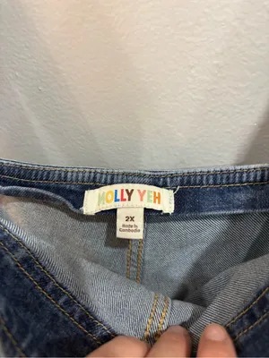 Molly Yeh Women's Easy Denim Overalls Plus Size 2X Wide leg adjustable straps thumbnail 13
