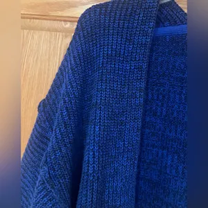 Free People High Hopes Chunky Knit Open‎ Front Cardigan in Blue Combo Size Large thumbnail 10