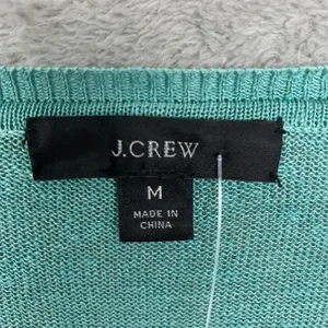 J‎ Crew Sweater Womens Medium Green Button V Neck Linen Blend Top Casual Coastal thumbnail 2