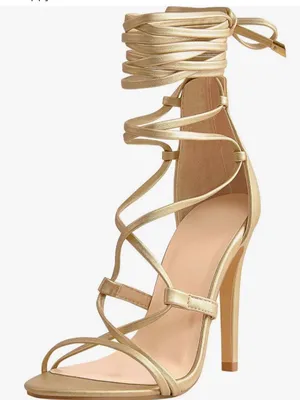Gold Lace-Up High Heel Sandals for Women thumbnail 1